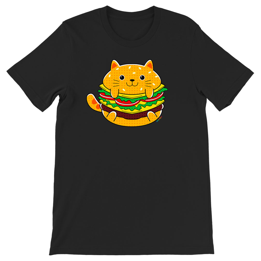 Maglietta Hamburger dell'album Gatti adorabili kawaii di Ideandoo, T-Shirt uomo donna e bambino a maniche corte in cotone con girocollo