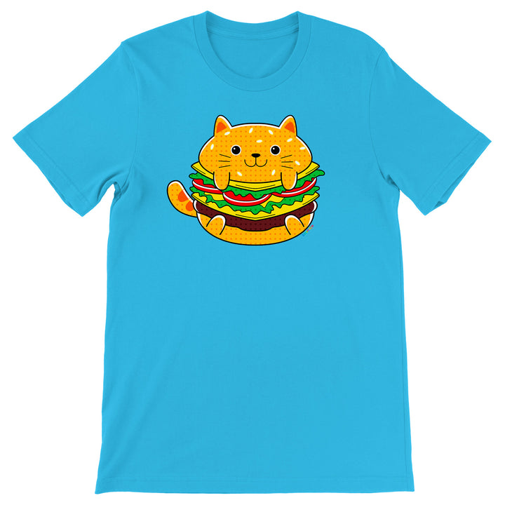 Maglietta Hamburger dell'album Gatti adorabili kawaii di Ideandoo, T-Shirt uomo donna e bambino a maniche corte in cotone con girocollo