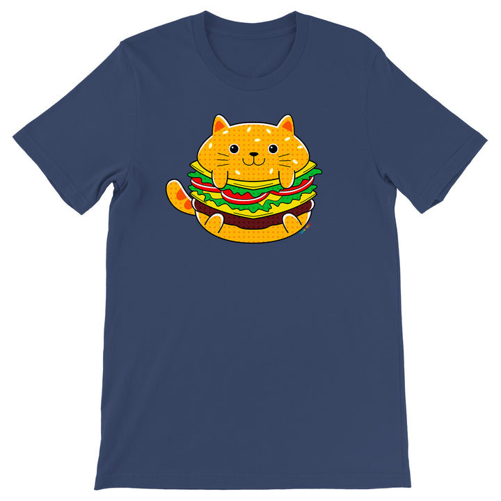 Maglietta Hamburger dell'album Gatti adorabili kawaii di Ideandoo, T-Shirt uomo donna e bambino a maniche corte in cotone con girocollo