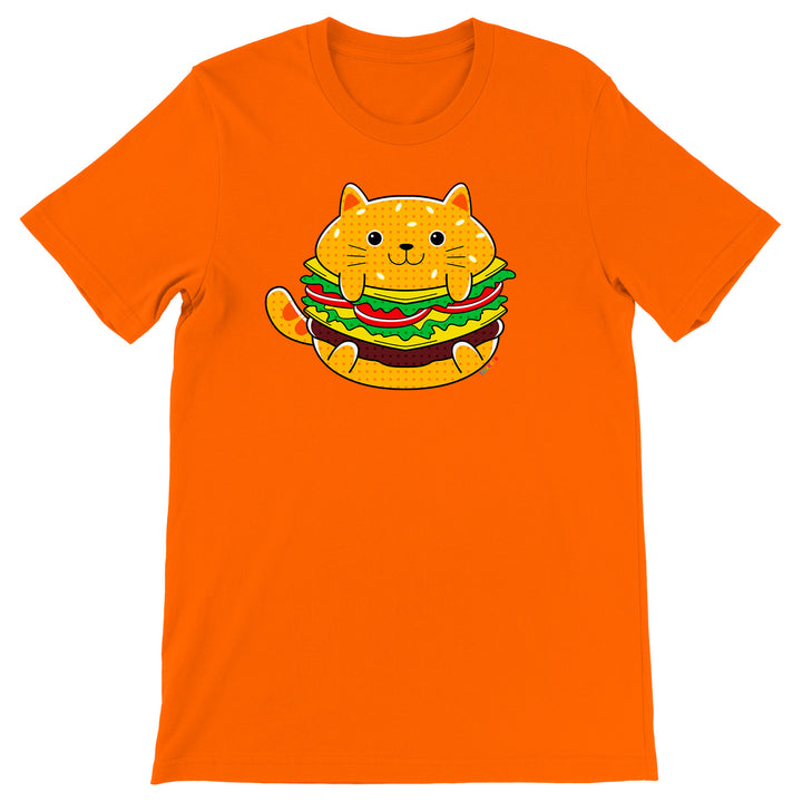 Maglietta Hamburger dell'album Gatti adorabili kawaii di Ideandoo, T-Shirt uomo donna e bambino a maniche corte in cotone con girocollo