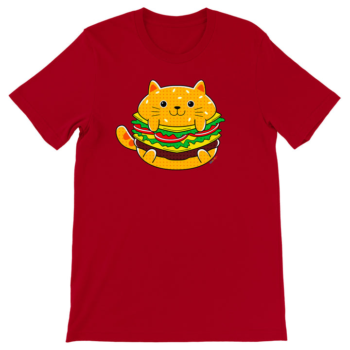 Maglietta Hamburger dell'album Gatti adorabili kawaii di Ideandoo, T-Shirt uomo donna e bambino a maniche corte in cotone con girocollo