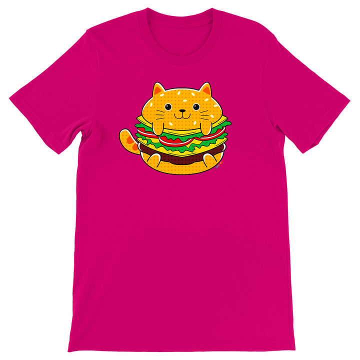 Maglietta Hamburger dell'album Gatti adorabili kawaii di Ideandoo, T-Shirt uomo donna e bambino a maniche corte in cotone con girocollo