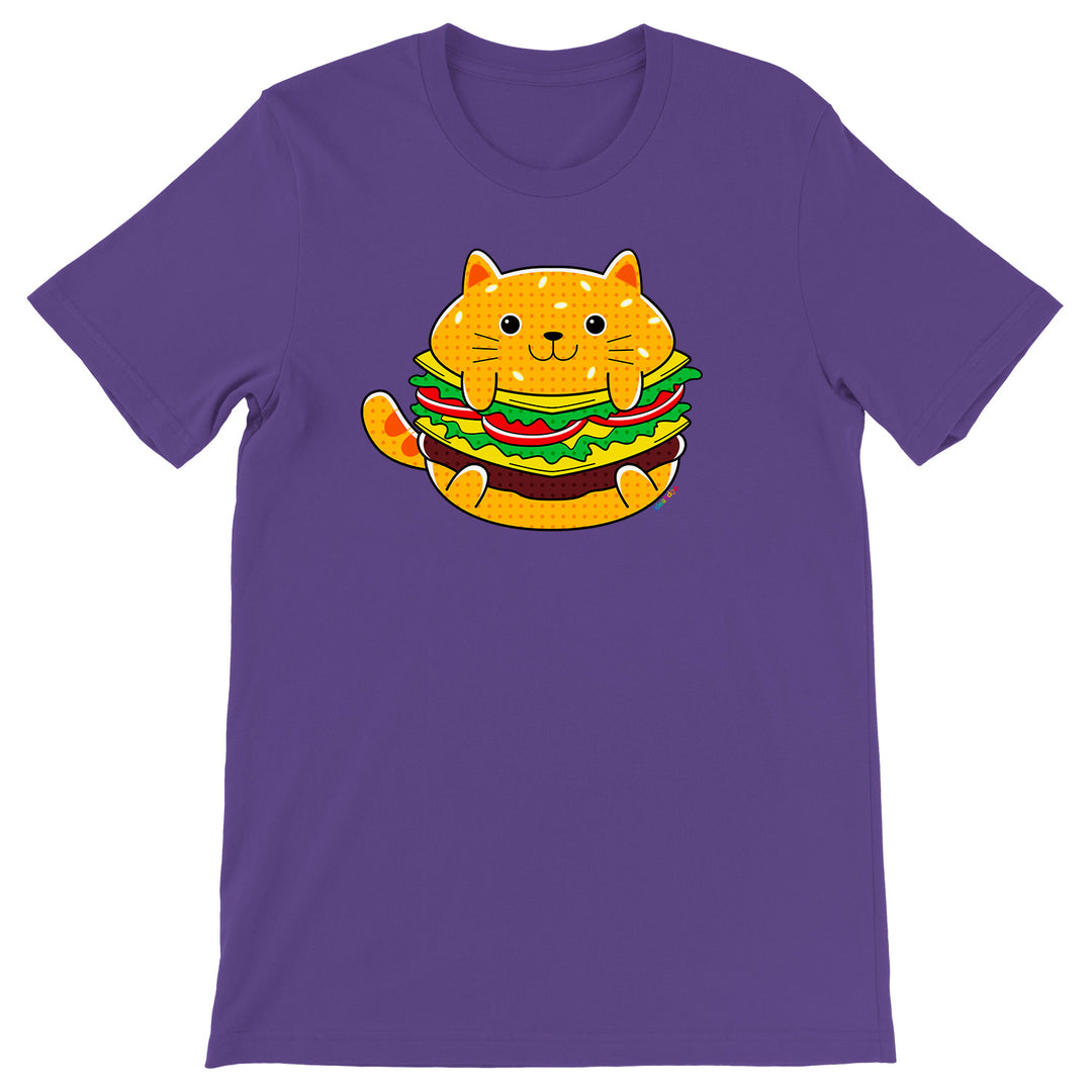 Maglietta Hamburger dell'album Gatti adorabili kawaii di Ideandoo, T-Shirt uomo donna e bambino a maniche corte in cotone con girocollo