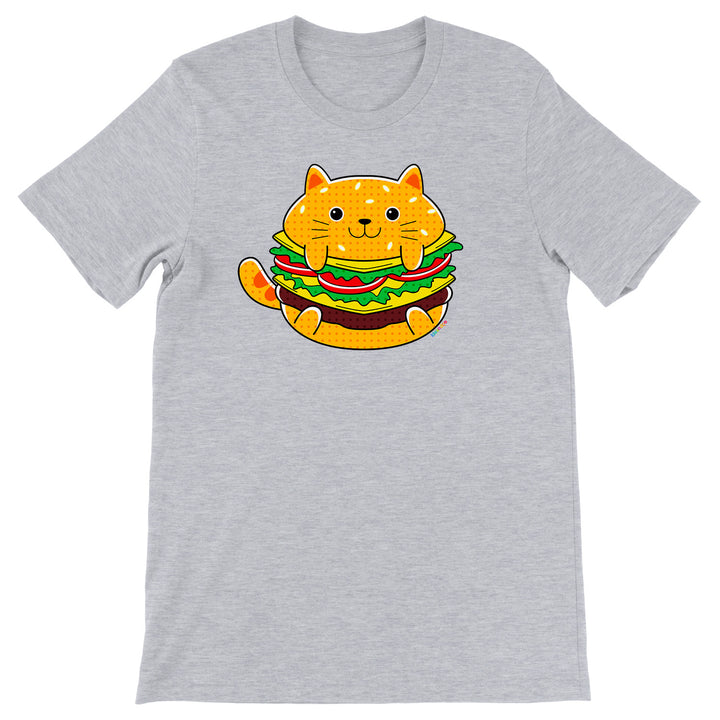 Maglietta Hamburger dell'album Gatti adorabili kawaii di Ideandoo, T-Shirt uomo donna e bambino a maniche corte in cotone con girocollo