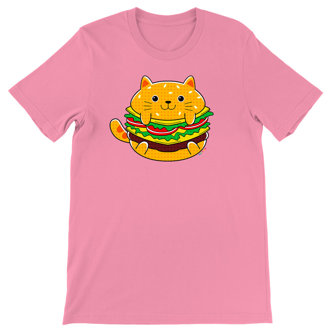Maglietta Hamburger dell'album Gatti adorabili kawaii di Ideandoo, T-Shirt uomo donna e bambino a maniche corte in cotone con girocollo