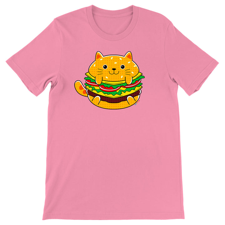 Maglietta Hamburger dell'album Gatti adorabili kawaii di Ideandoo, T-Shirt uomo donna e bambino a maniche corte in cotone con girocollo