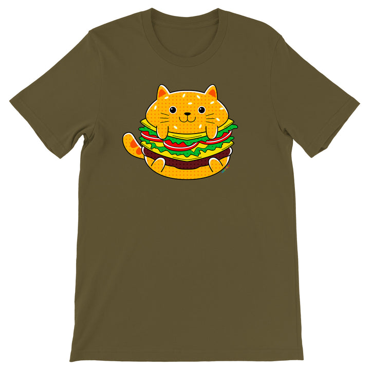 Maglietta Hamburger dell'album Gatti adorabili kawaii di Ideandoo, T-Shirt uomo donna e bambino a maniche corte in cotone con girocollo