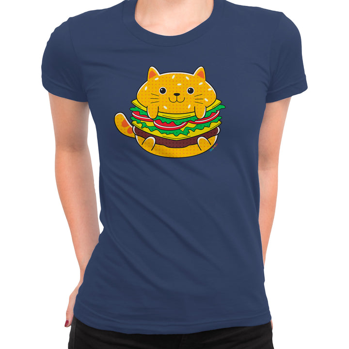 Maglietta Hamburger dell'album Gatti adorabili kawaii di Ideandoo, T-Shirt uomo donna e bambino a maniche corte in cotone con girocollo
