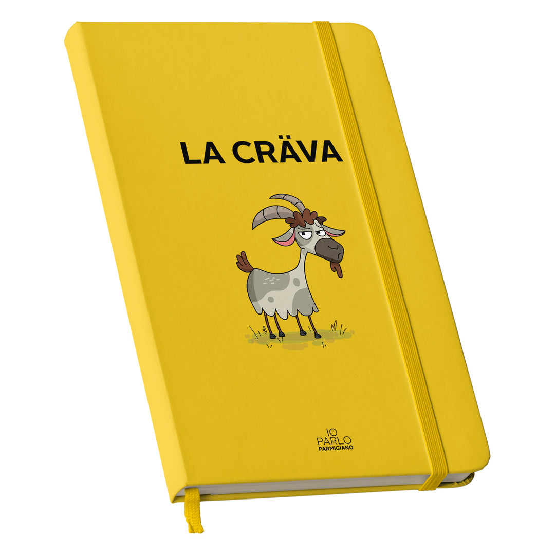Taccuino LA CRÄVA dell'album LÌNNEA BÉSTJI di Io parlo parmigiano: copertina soft touch in 8 colori, con chiusura e segnalibro coordinati