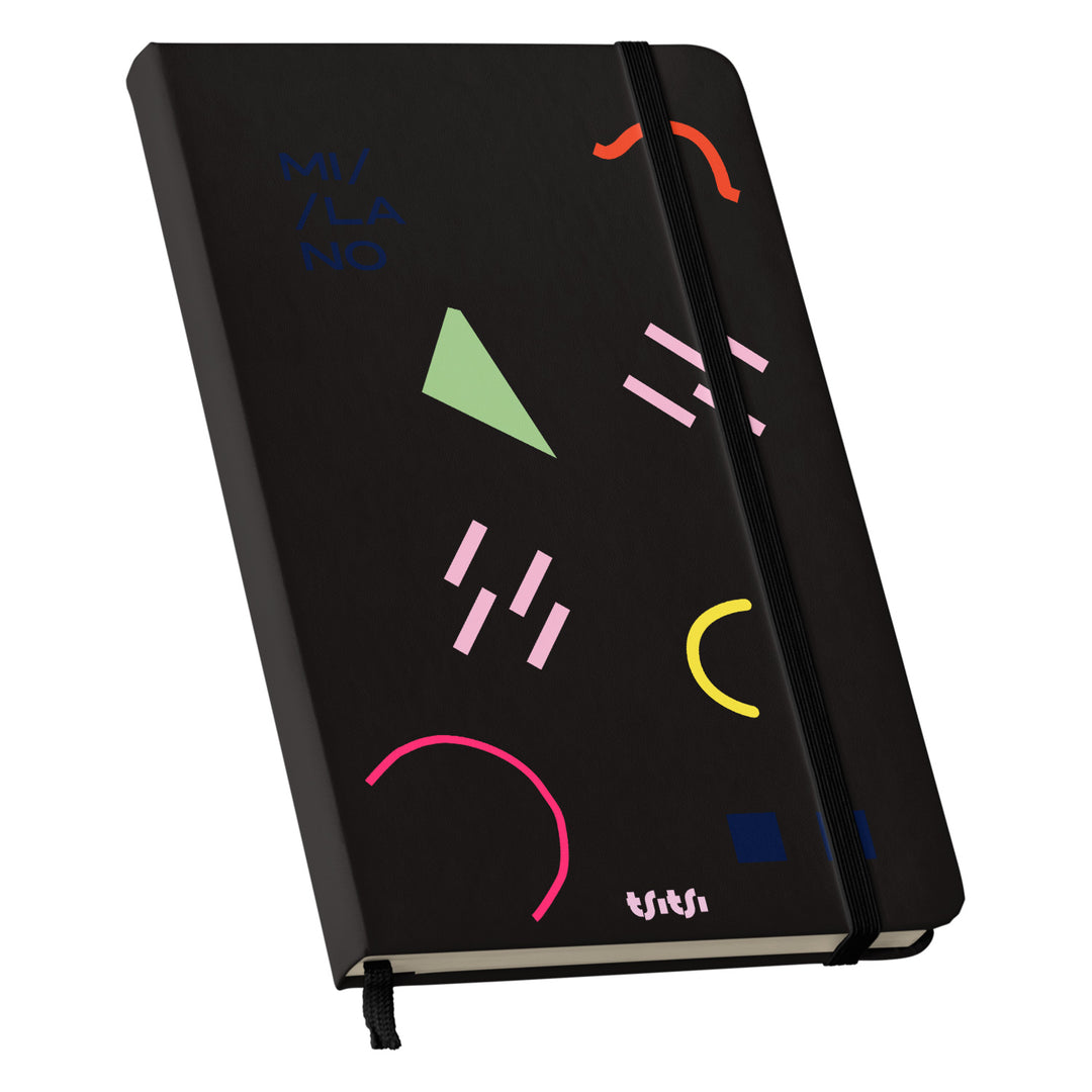 Taccuino MILANO dell'album Mapperó di TSITSI CONCEPT: copertina soft touch in 8 colori, con chiusura e segnalibro coordinati