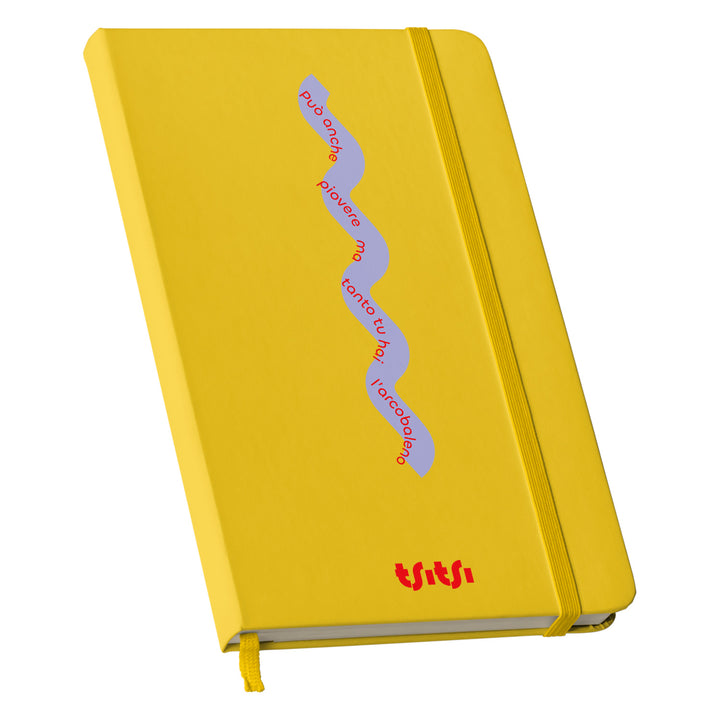 Taccuino Può anche piovere 03 dell'album Mapperó di TSITSI CONCEPT: copertina soft touch in 8 colori, con chiusura e segnalibro coordinati