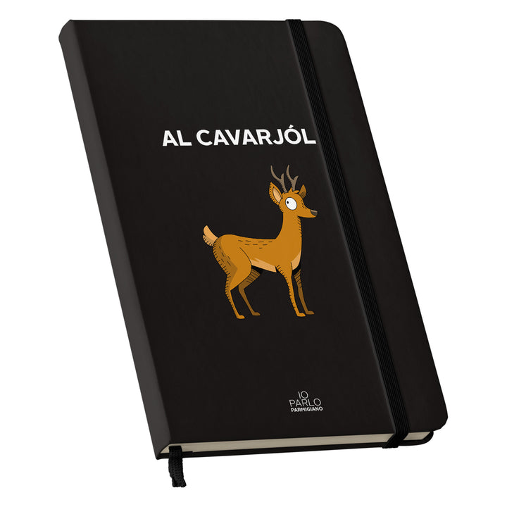 Taccuino AL CAVARJÓL dell'album LÌNNEA BÉSTJI di Io parlo parmigiano: copertina soft touch in 8 colori, con chiusura e segnalibro coordinati