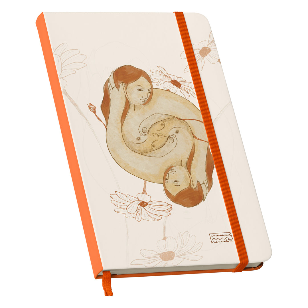 Taccuino Abbi cura dell'album Ama di Marianna Sansolini illustra: copertina soft touch in 8 colori, con chiusura e segnalibro coordinati