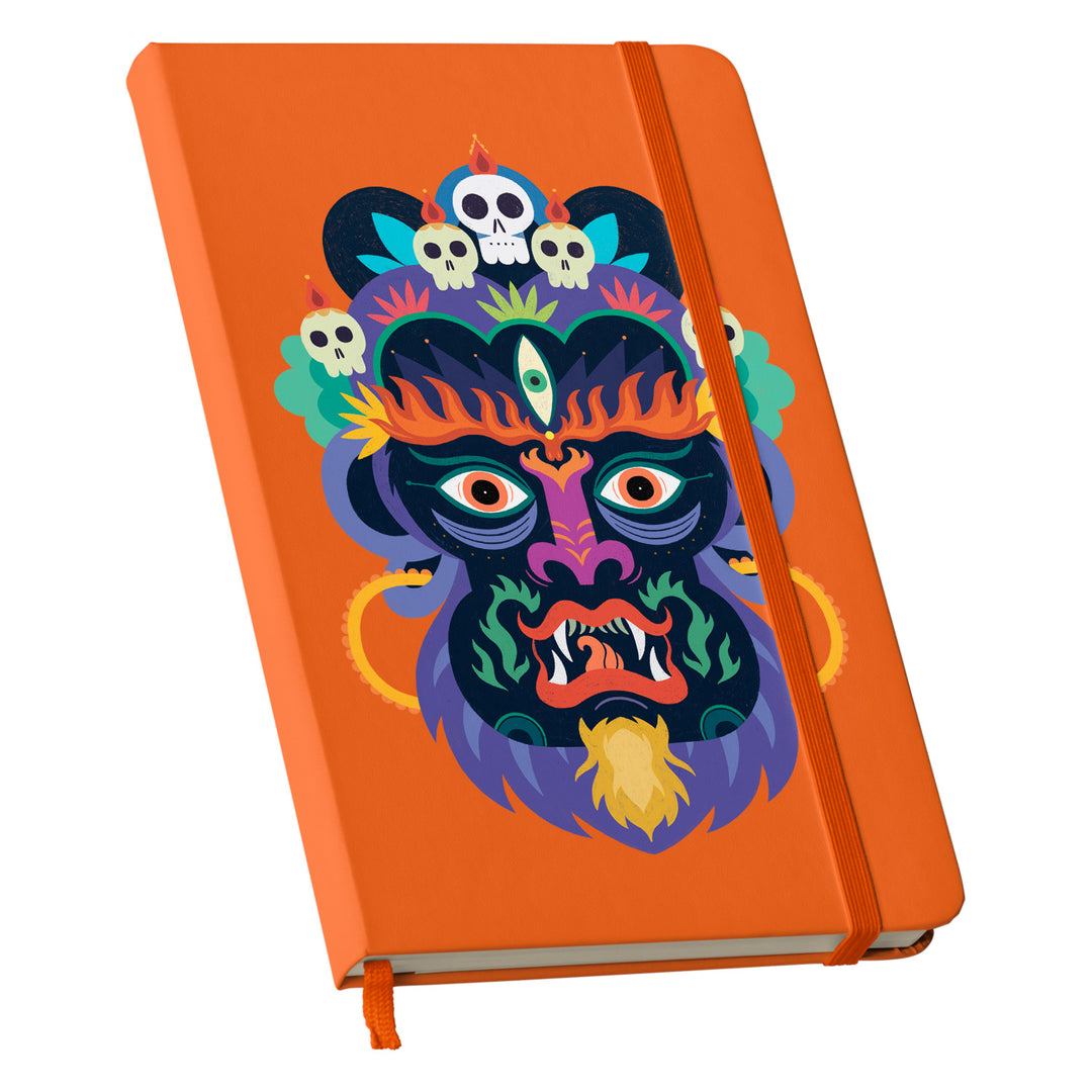 Taccuino Mahakala dell'album Taccuini selvatici di Silvia Mauri: copertina soft touch in 8 colori, con chiusura e segnalibro coordinati