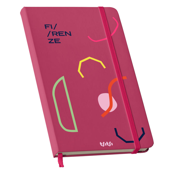 Taccuino FIRENZE dell'album Mapperó di TSITSI CONCEPT: copertina soft touch in 8 colori, con chiusura e segnalibro coordinati