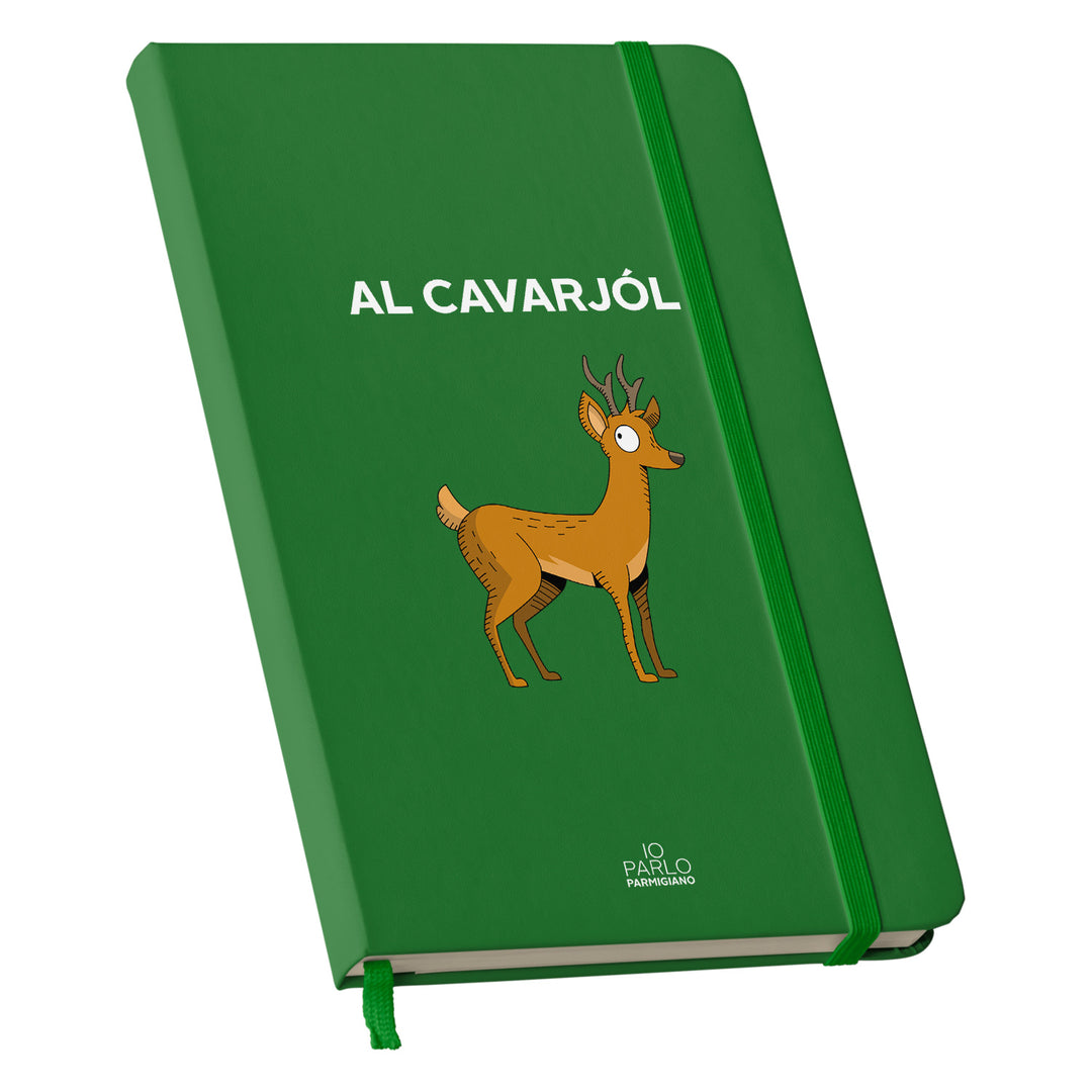 Taccuino AL CAVARJÓL dell'album LÌNNEA BÉSTJI di Io parlo parmigiano: copertina soft touch in 8 colori, con chiusura e segnalibro coordinati