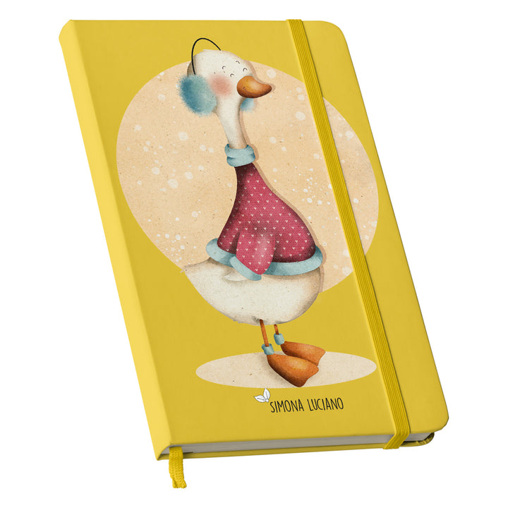 Taccuino Papera dell'album Wonderland di Simona Luciano: copertina soft touch in 8 colori, con chiusura e segnalibro coordinati