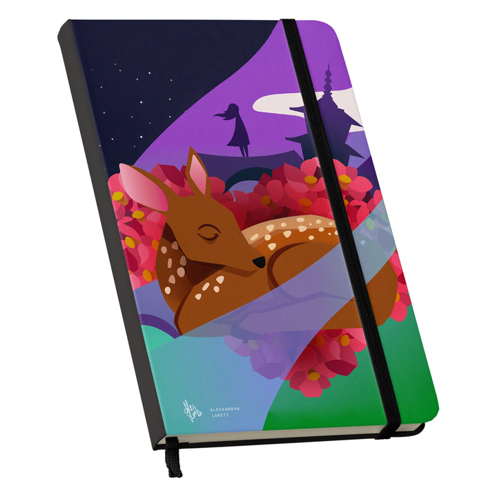 Taccuino Nara dell'album Japan Vibes Taccuini di Alessandra Loreti: copertina soft touch in 8 colori, con chiusura e segnalibro coordinati