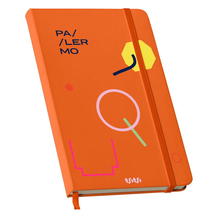 Taccuino PALERMO dell'album Mapperó di TSITSI CONCEPT: copertina soft touch in 8 colori, con chiusura e segnalibro coordinati