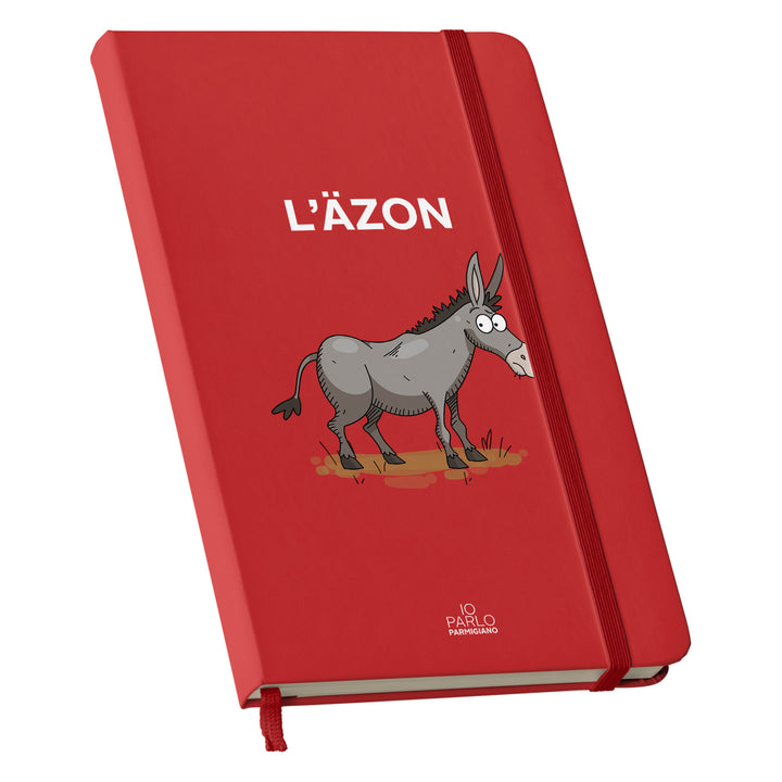 Taccuino L'ÄZON dell'album LÌNNEA BÉSTJI di Io parlo parmigiano: copertina soft touch in 8 colori, con chiusura e segnalibro coordinati