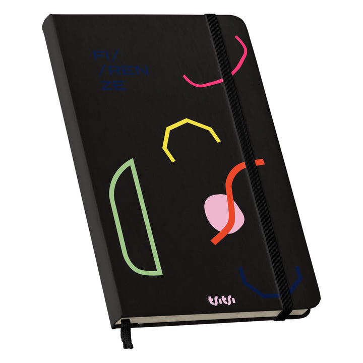 Taccuino FIRENZE dell'album Mapperó di TSITSI CONCEPT: copertina soft touch in 8 colori, con chiusura e segnalibro coordinati