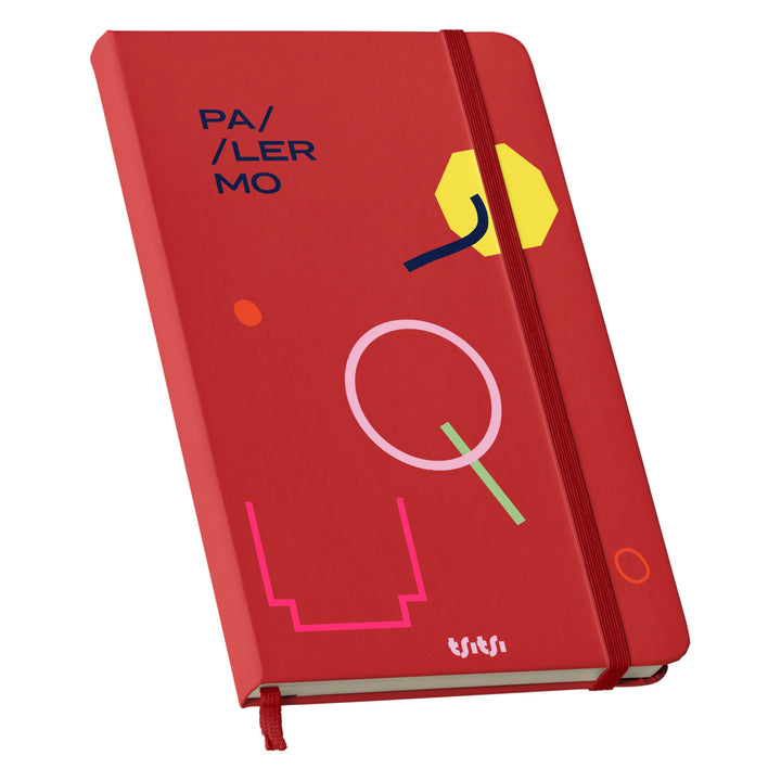 Taccuino PALERMO dell'album Mapperó di TSITSI CONCEPT: copertina soft touch in 8 colori, con chiusura e segnalibro coordinati