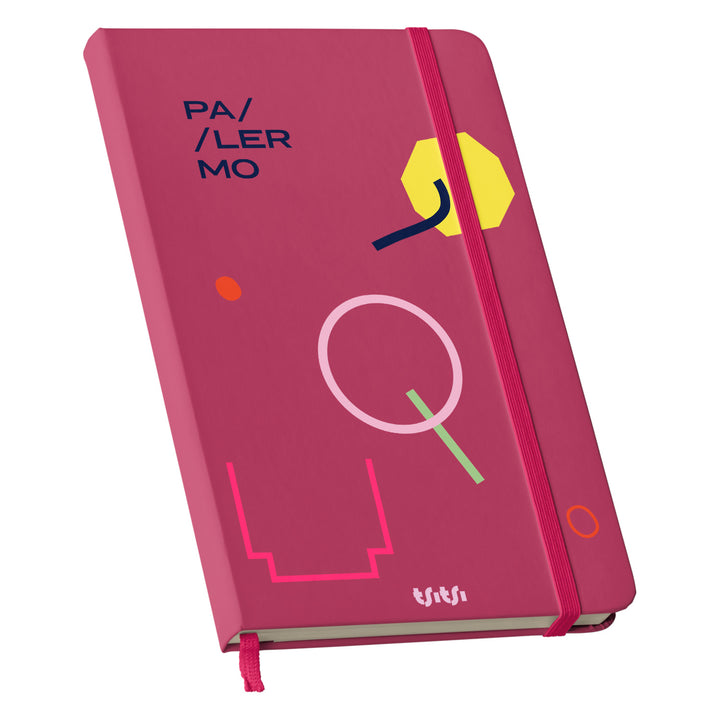Taccuino PALERMO dell'album Mapperó di TSITSI CONCEPT: copertina soft touch in 8 colori, con chiusura e segnalibro coordinati