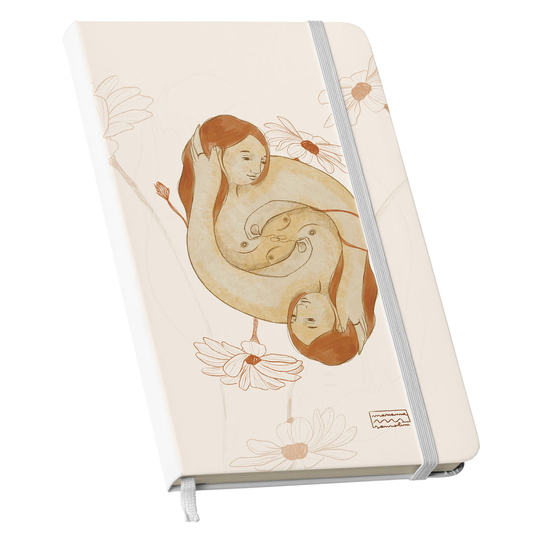 Taccuino Abbi cura dell'album Ama di Marianna Sansolini illustra: copertina soft touch in 8 colori, con chiusura e segnalibro coordinati