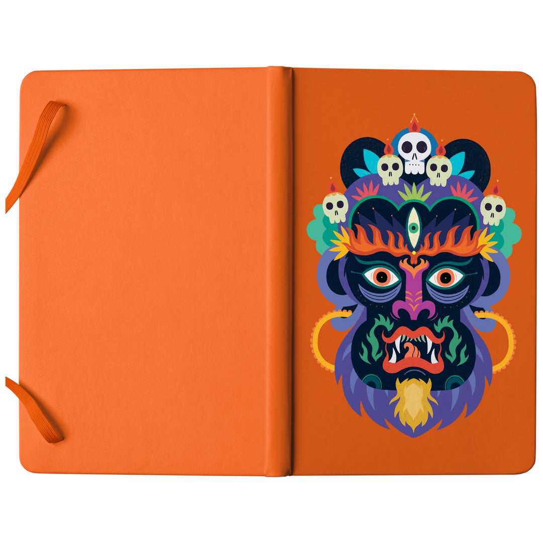 Taccuino Mahakala dell'album Taccuini selvatici di Silvia Mauri: copertina soft touch in 8 colori, con chiusura e segnalibro coordinati