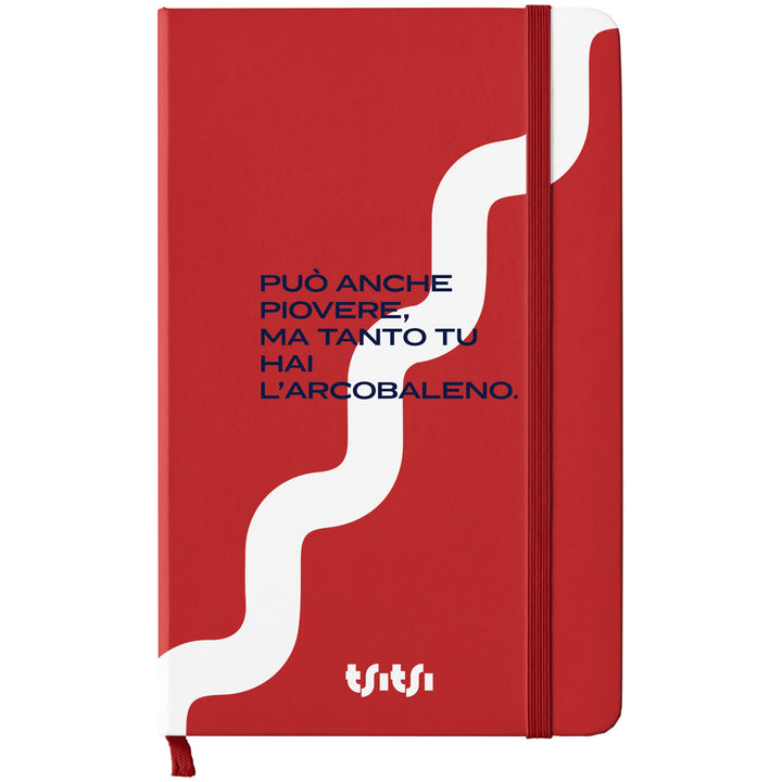 Taccuino Può anche piovere 01 dell'album Mapperó di TSITSI CONCEPT: copertina soft touch in 8 colori, con chiusura e segnalibro coordinati
