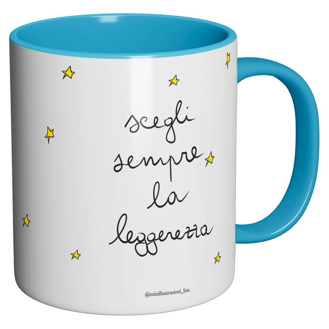 Tazza in ceramica Scegli la leggerezza dell'album Tazze Positive di Minillustrazioni_linz perfetta idea regalo