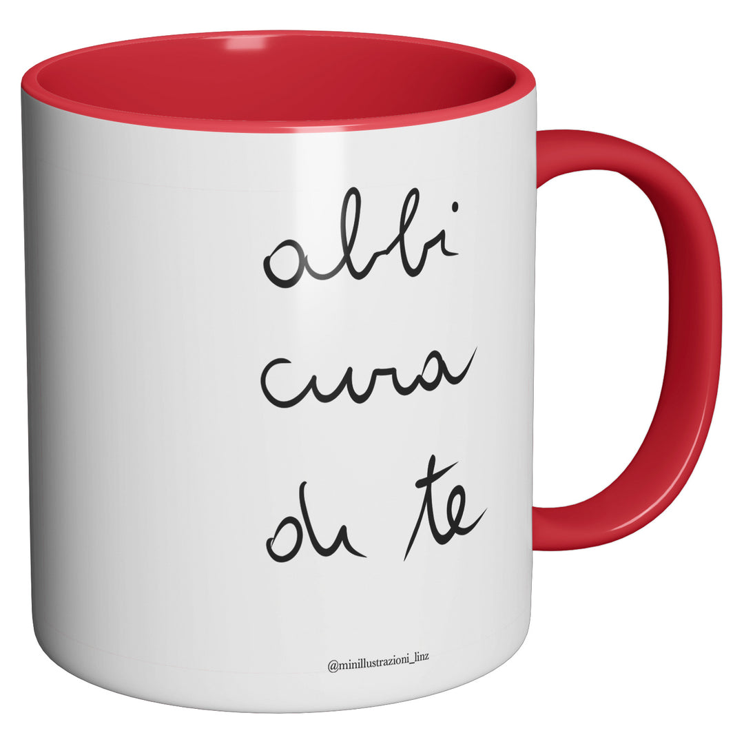 Tazza in ceramica Abbi cura di te dell'album Tazze Positive di Minillustrazioni_linz perfetta idea regalo