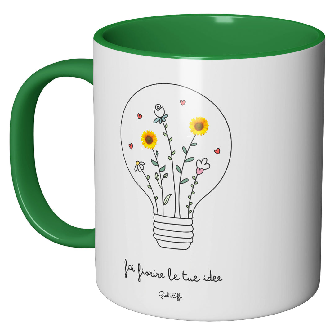 Tazza in ceramica Fai fiorire le tue idee dell'album Creatività su ceramica di GiuliaEffe perfetta idea regalo