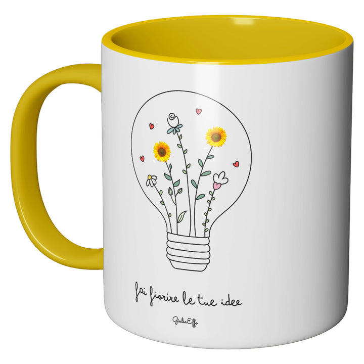 Tazza in ceramica Fai fiorire le tue idee dell'album Creatività su ceramica di GiuliaEffe perfetta idea regalo
