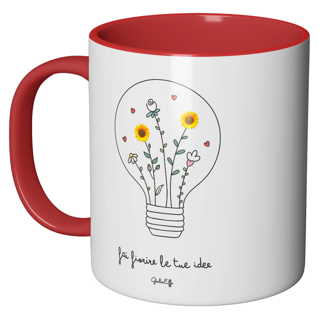 Tazza in ceramica Fai fiorire le tue idee dell'album Creatività su ceramica di GiuliaEffe perfetta idea regalo