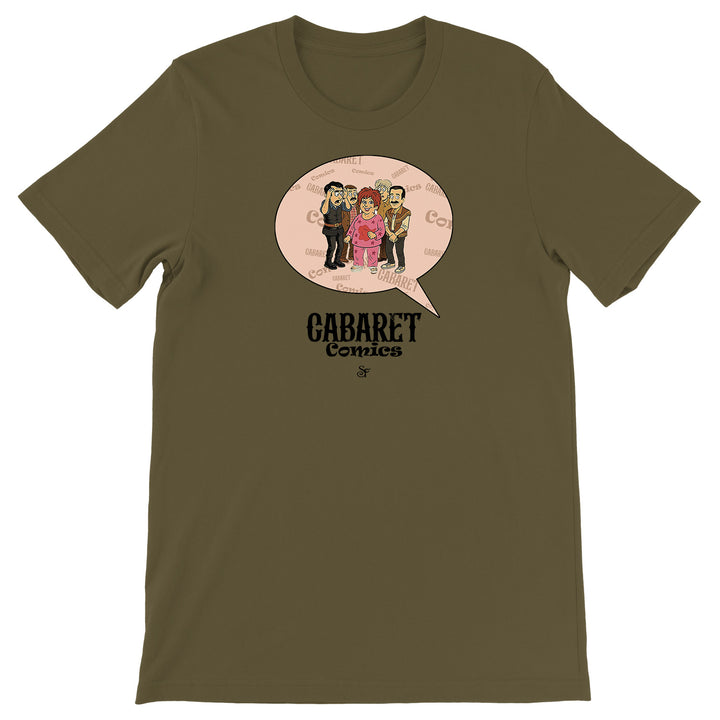Maglietta Cabaret Comics - rosa dell'album The Nightingale of Cavriago in comics - T-Shirt di SF Creator & Co, T-Shirt uomo donna e bambino a maniche corte in cotone con girocollo