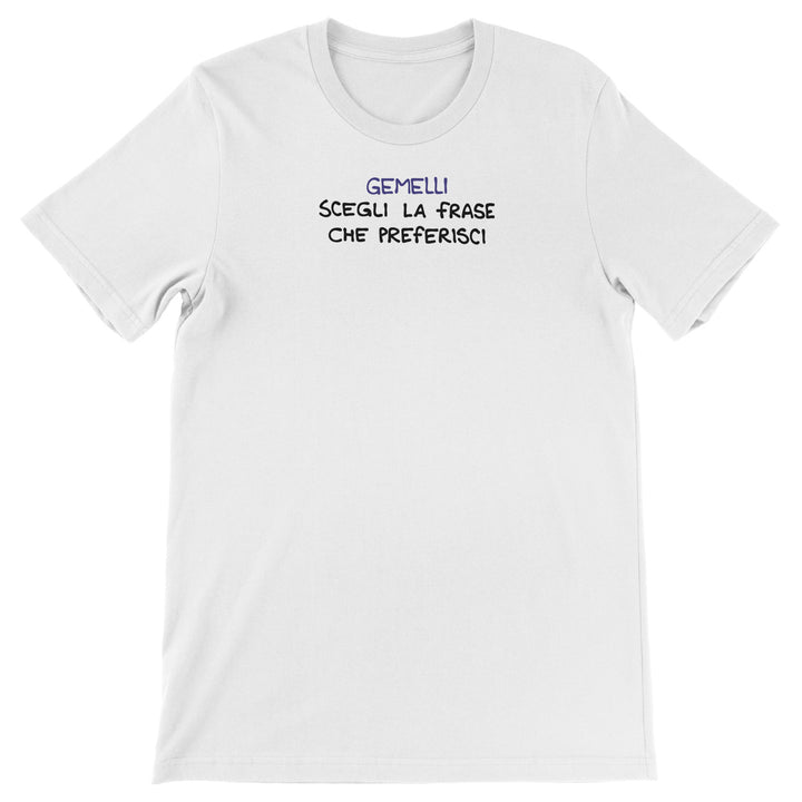 Maglietta Gemelli dell'album Segni Zodiacali Magliette di Luigi Torres Cerciello, T-Shirt uomo donna e bambino a maniche corte in cotone con girocollo