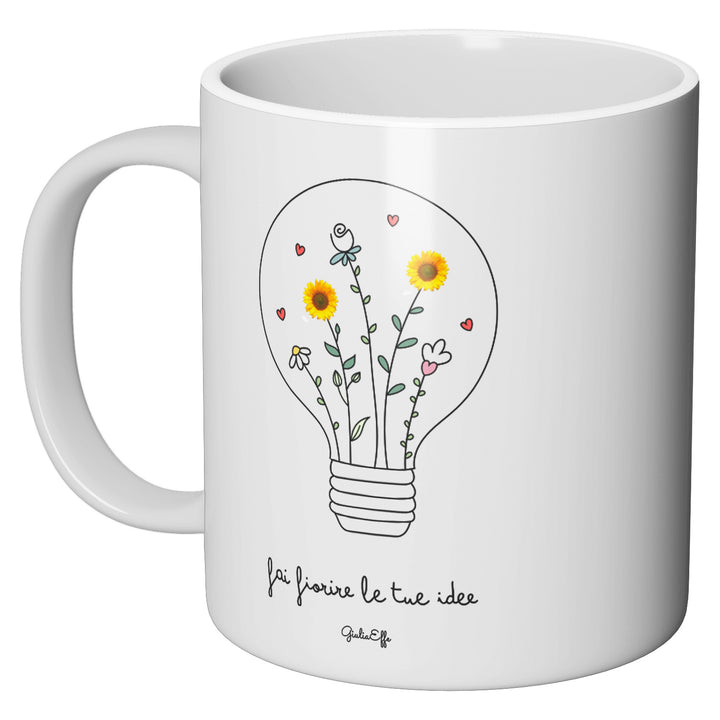Tazza in ceramica Fai fiorire le tue idee dell'album Creatività su ceramica di GiuliaEffe perfetta idea regalo