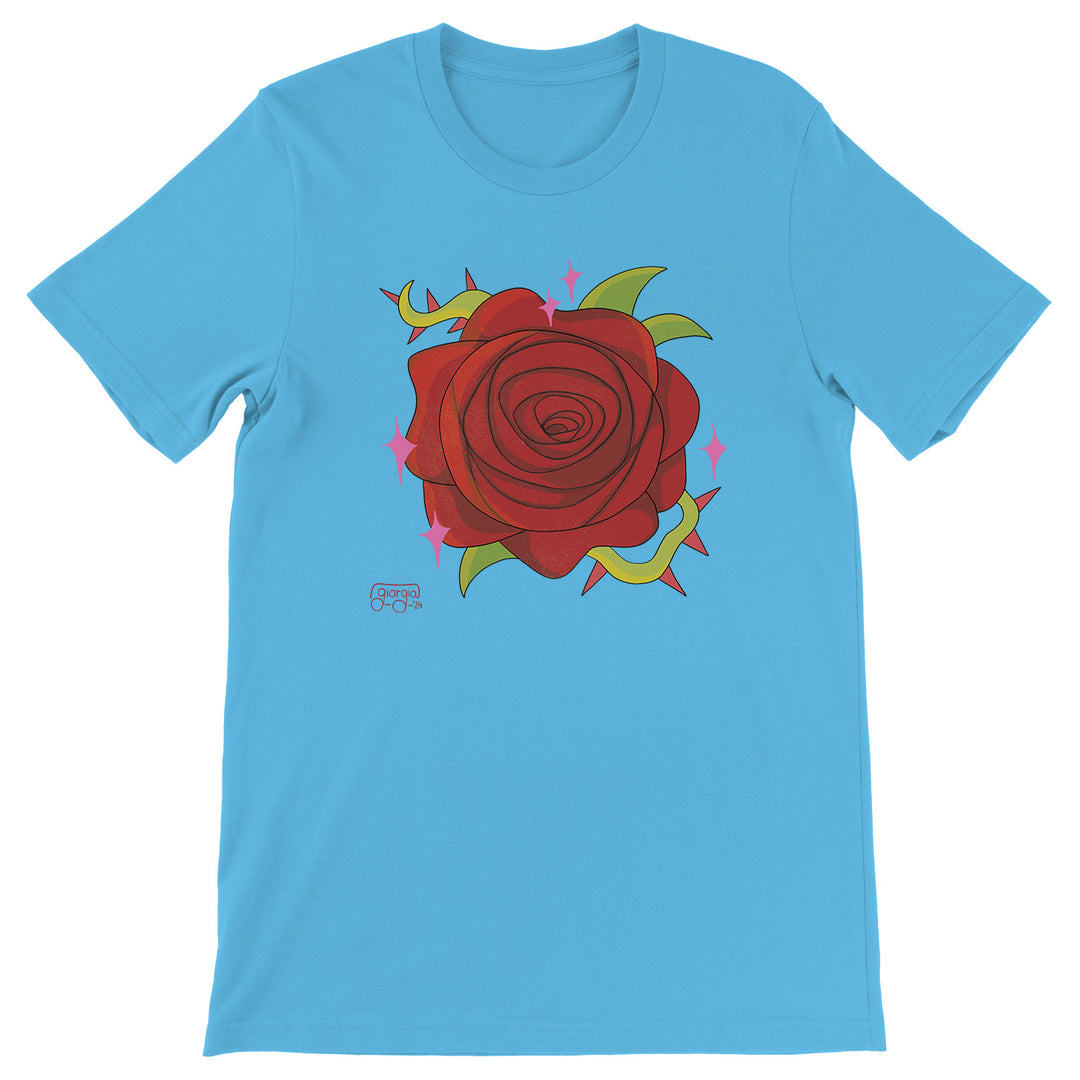 Maglietta Rosa dell'album Magie di Giorgia_illustrator, T-Shirt uomo donna e bambino a maniche corte in cotone con girocollo