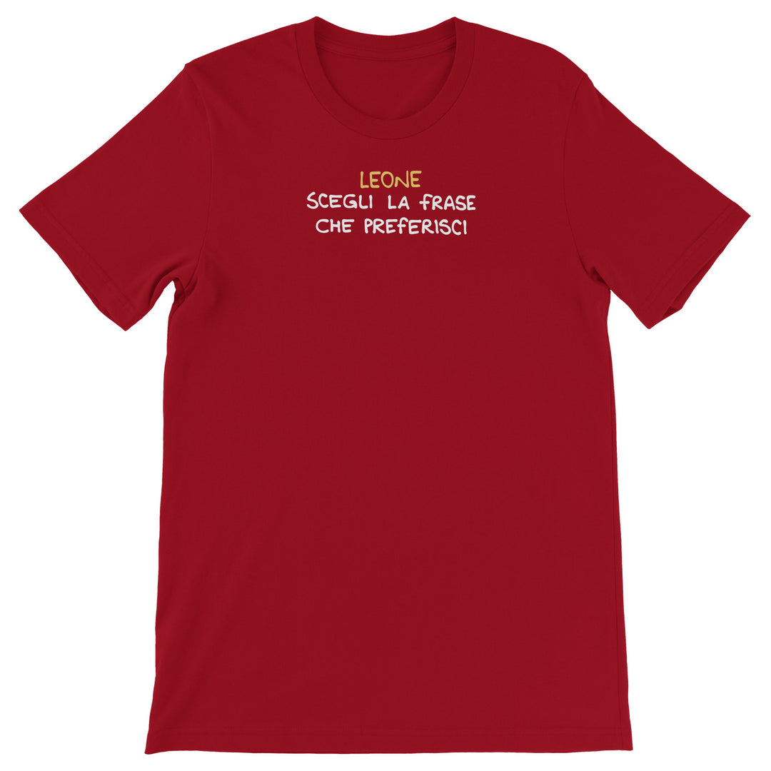 Maglietta Leone dell'album Segni Zodiacali Magliette di Luigi Torres Cerciello, T-Shirt uomo donna e bambino a maniche corte in cotone con girocollo