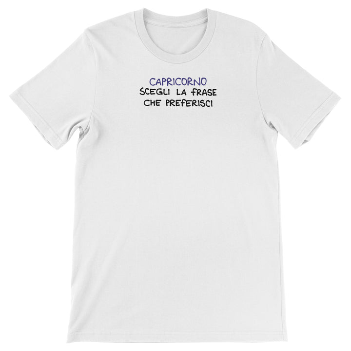 Maglietta Capricorno dell'album Segni Zodiacali Magliette di Luigi Torres Cerciello, T-Shirt uomo donna e bambino a maniche corte in cotone con girocollo