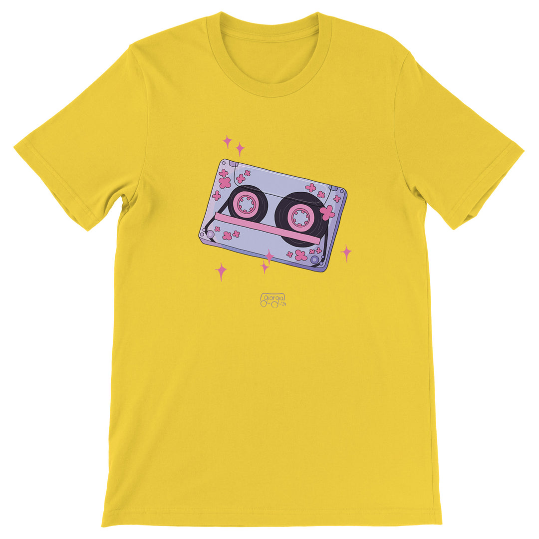 Maglietta Musicassetta dell'album Magie di Giorgia_illustrator, T-Shirt uomo donna e bambino a maniche corte in cotone con girocollo