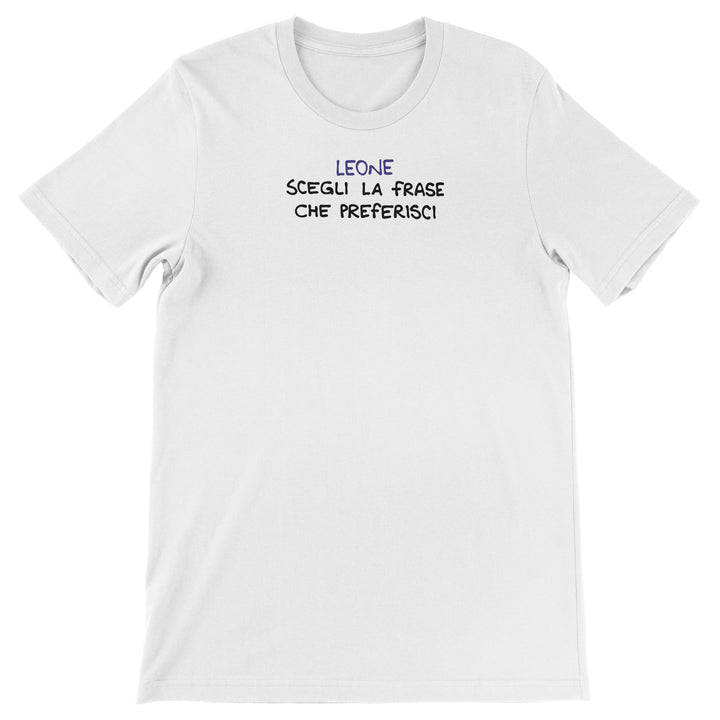 Maglietta Leone dell'album Segni Zodiacali Magliette di Luigi Torres Cerciello, T-Shirt uomo donna e bambino a maniche corte in cotone con girocollo