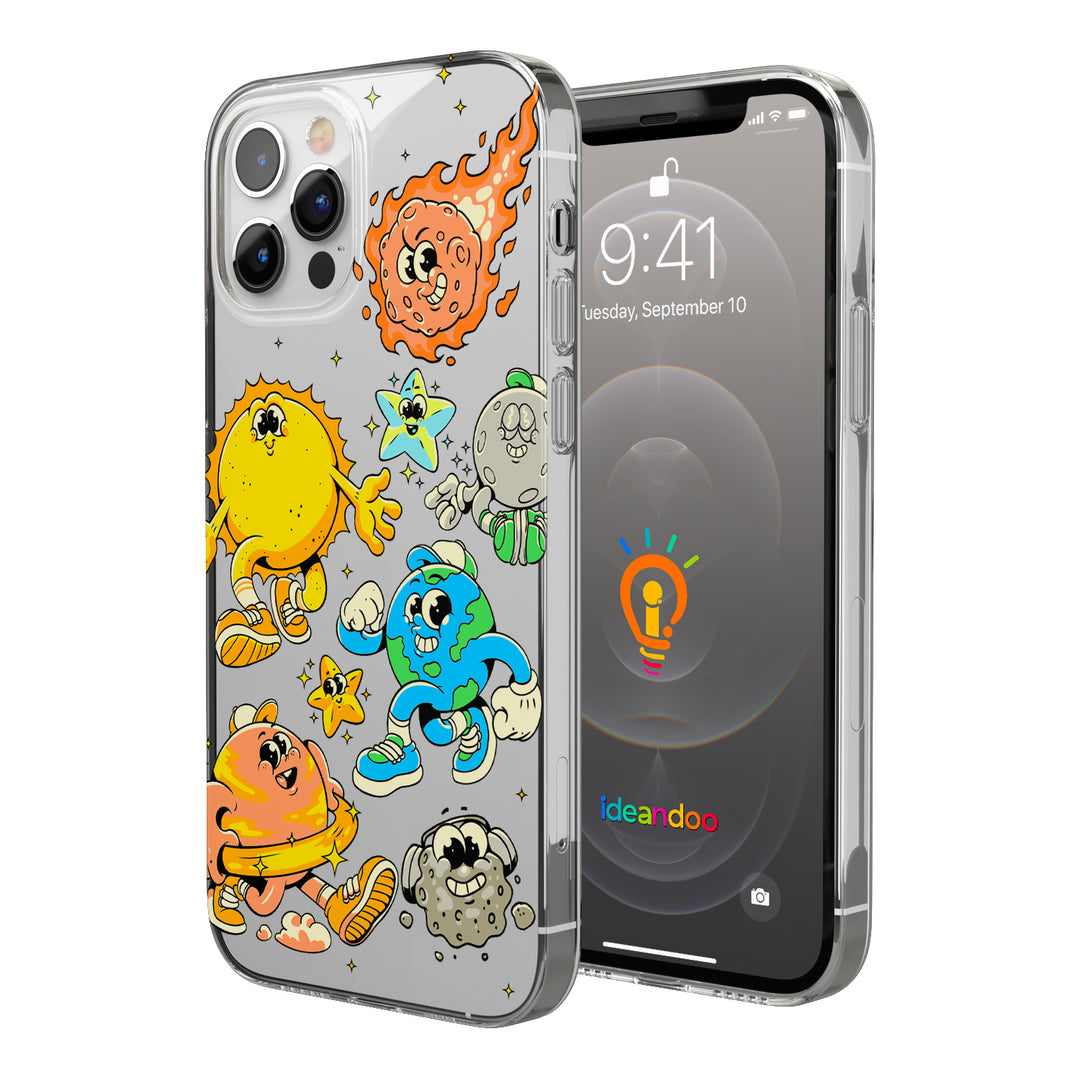 Cover Pianeti stile cartoni animati dell'album Spazio stellare di Ideandoo per iPhone, Samsung, Xiaomi e altri