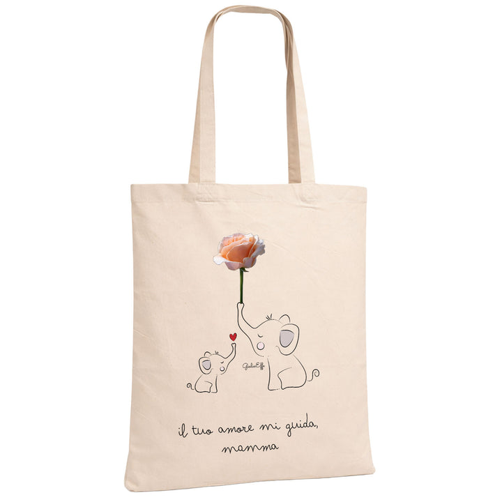 Shopper il tuo amore mi Guida mamma Festa della Mamma 2026 di GiuliaEffe in cotone, utile e pratica color corda