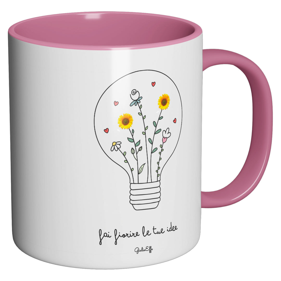 Tazza in ceramica Fai fiorire le tue idee dell'album Creatività su ceramica di GiuliaEffe perfetta idea regalo