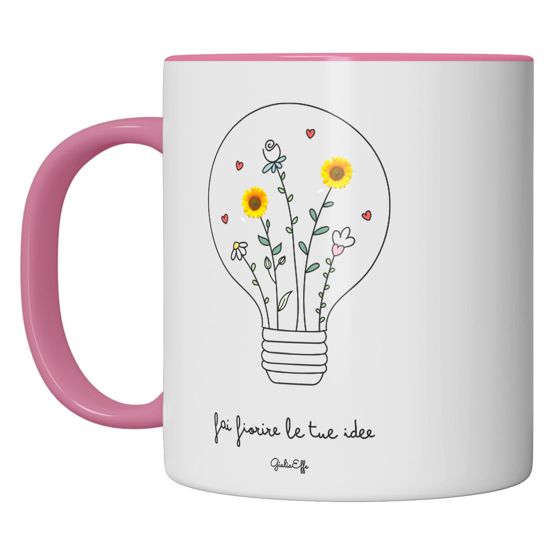 Tazza in ceramica Fai fiorire le tue idee dell'album Creatività su ceramica di GiuliaEffe perfetta idea regalo