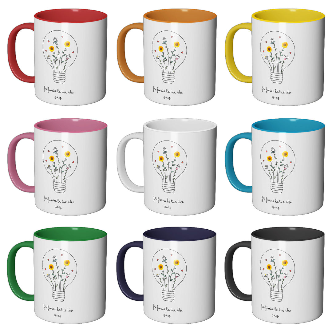 Tazza in ceramica Fai fiorire le tue idee dell'album Creatività su ceramica di GiuliaEffe perfetta idea regalo