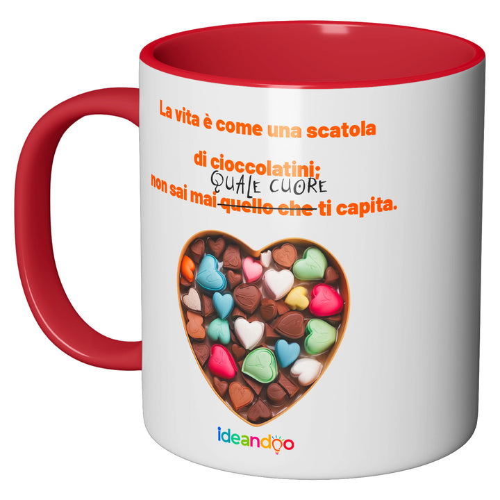 Tazza in ceramica Scatola di cioccolatini dell'album Tazze d'amore di Ideandoo perfetta idea regalo