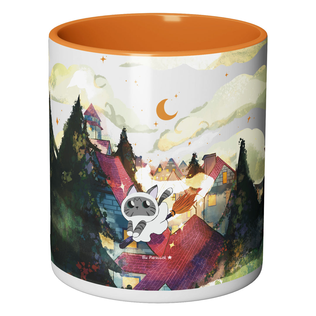 Tazza in ceramica Cat in the sky dell'album Fashion Frogs di Blu Pieraccioli perfetta idea regalo